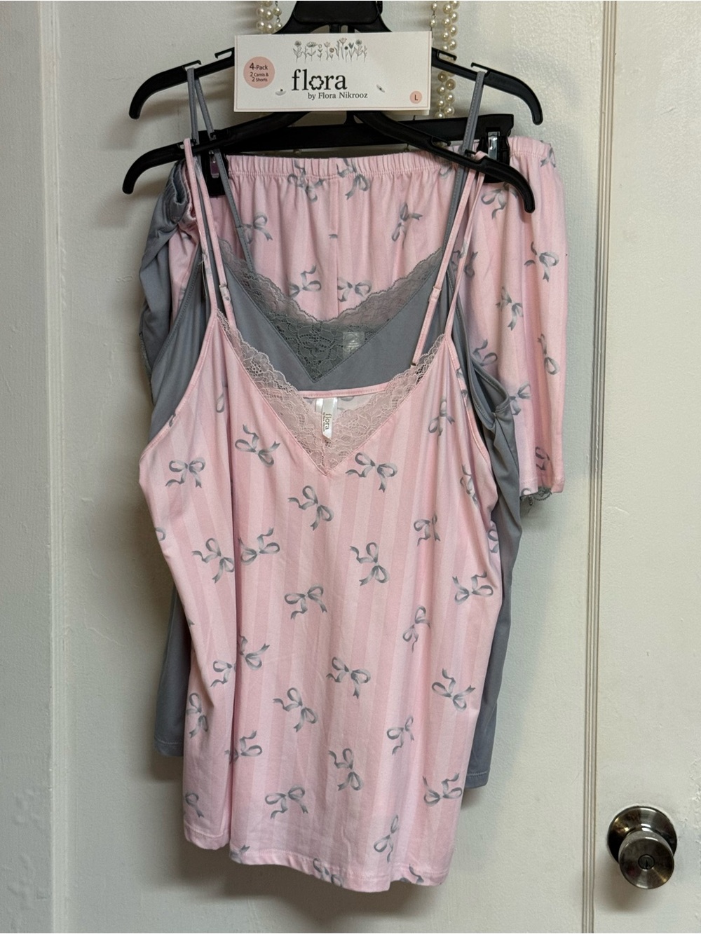 Flora Nikrooz Pink & Gray Lace-Trim Cami Sleep Set